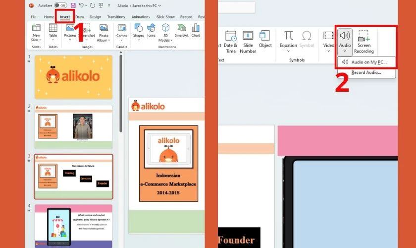 C&aacute;ch l&agrave;m video bằng PowerPoint - Ch&egrave;n &acirc;m thanh