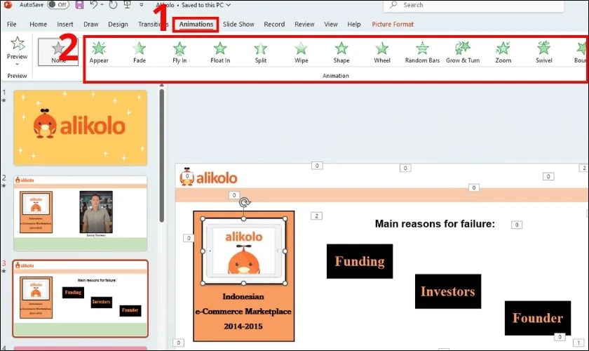C&aacute;ch l&agrave;m video bằng PowerPoint - Ch&egrave;n hiệu ứng