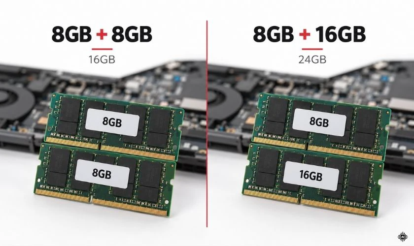 Tắt nguồn và lắp RAM đúng khe