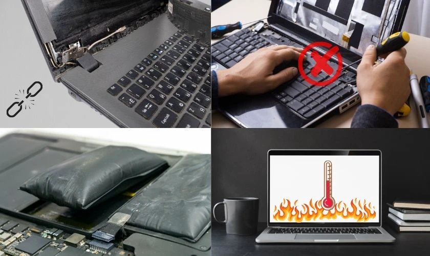 Nguy&ecirc;n nh&acirc;n g&acirc;y ra t&igrave;nh trạng laptop bị hở, m&oacute;p vỏ