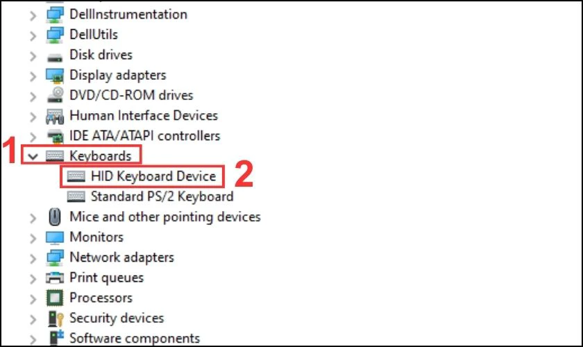 Bấm chuột phải vào HID Keyboard Device