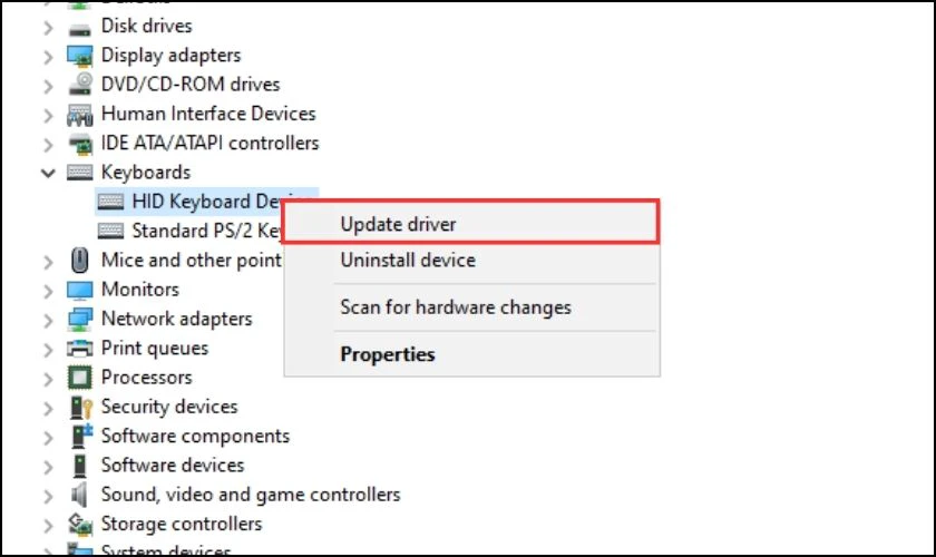 Bấm vào dòng Update driver