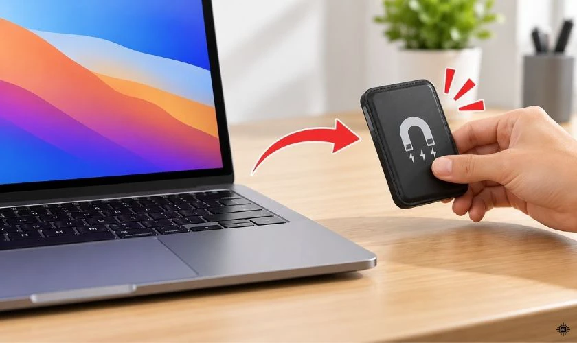 Di chuyển vật có nam châm ra xa laptop