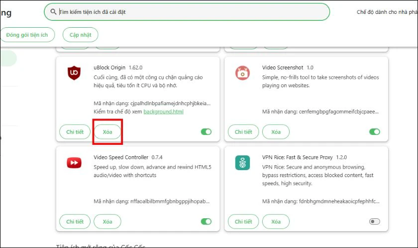 Ngoài ra, bạn cũng nên kiểm tra các tiện ích mở rộng (extensions) trên trình duyệt web