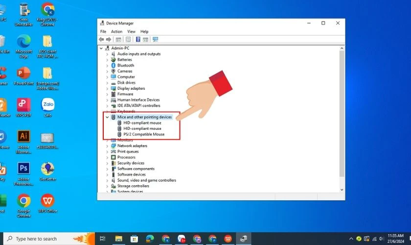 Mở rộng thư mục Keyboards để cập nhật driver cho chuột v&agrave; b&agrave;n ph&iacute;m