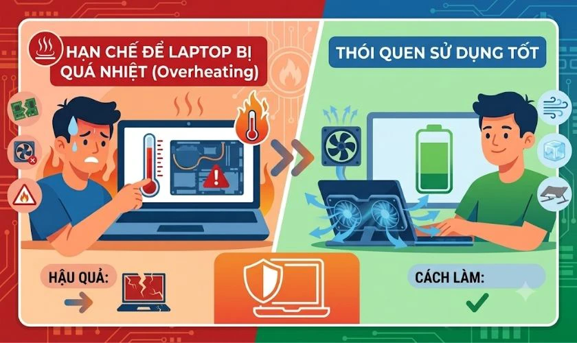 Không để laptop bị quá nhiệt