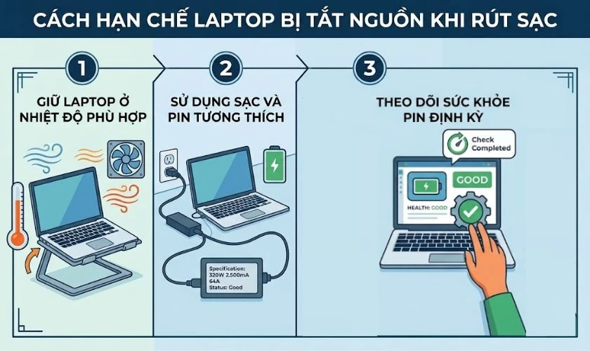 Cách hạn chế laptop bị tắt nguồn khi rút sạc