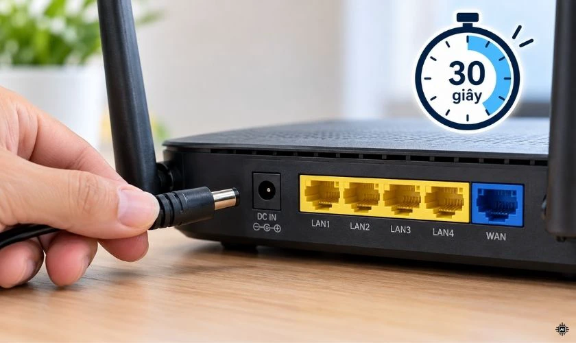 Khởi động lại laptop và router WiFi