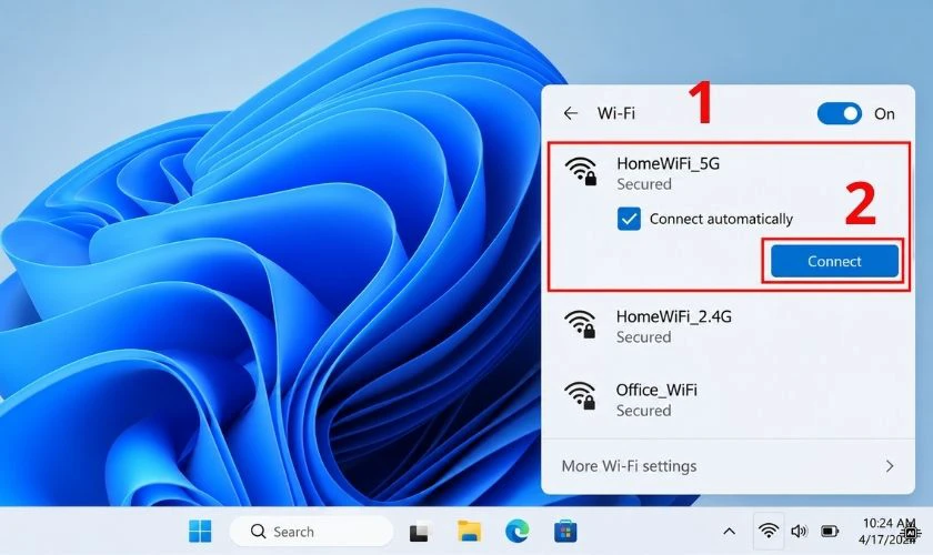 Mở danh sách WiFi