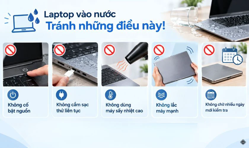 Những điều không nên làm khi laptop bị vào nước
