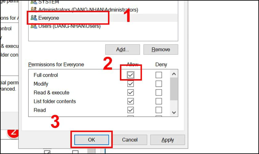 Nhấp v&agrave;o Apply v&agrave; chọn l&agrave; OK để lưu