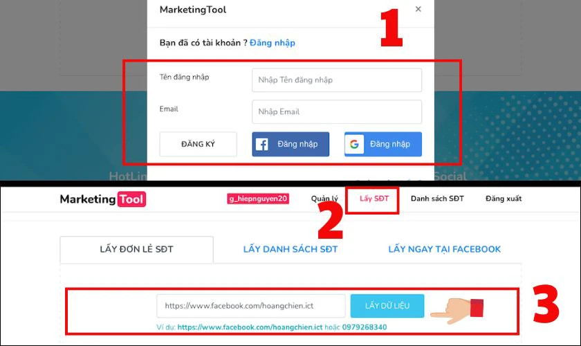 Lấy số điện thoại từ UID Facebook bằng Marketingtool