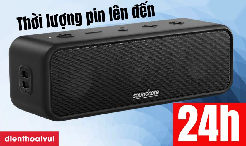 Loa bluetooth Anker Soundcore 3 sở hữu pin c&oacute; thể k&eacute;o d&agrave;i đến 24 giờ