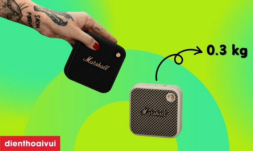Loa Bluetooth Marshall Willen c&oacute; thiết kế cổ điển, nhỏ gọn
