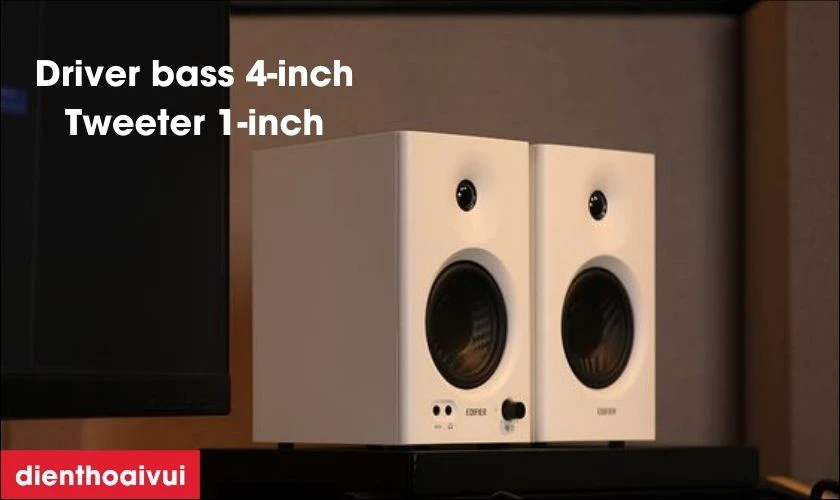 Driver bass 4-inch v&agrave; tweeter 1-inch cho &acirc;m thanh trung thực