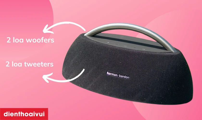 Loa Harman Kardon Go + Play kết hợp 2 loa woofers v&agrave; 2 loa tweeters v&agrave; 4 drivers
