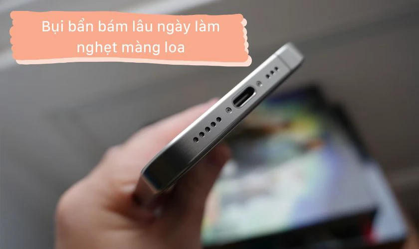Tại sao loa iPhone 14 Pro Max bị rè - Bụi bẩn bám trên màng loa
