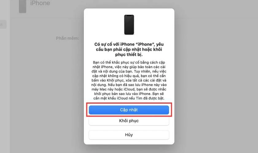 Nhấn Cập nhật để ho&agrave;n tất