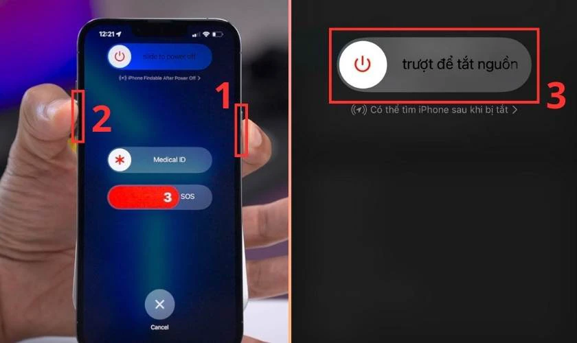 Nhấn giữ đồng thời n&uacute;t Nguồn v&agrave; n&uacute;t Tăng &acirc;m lượng