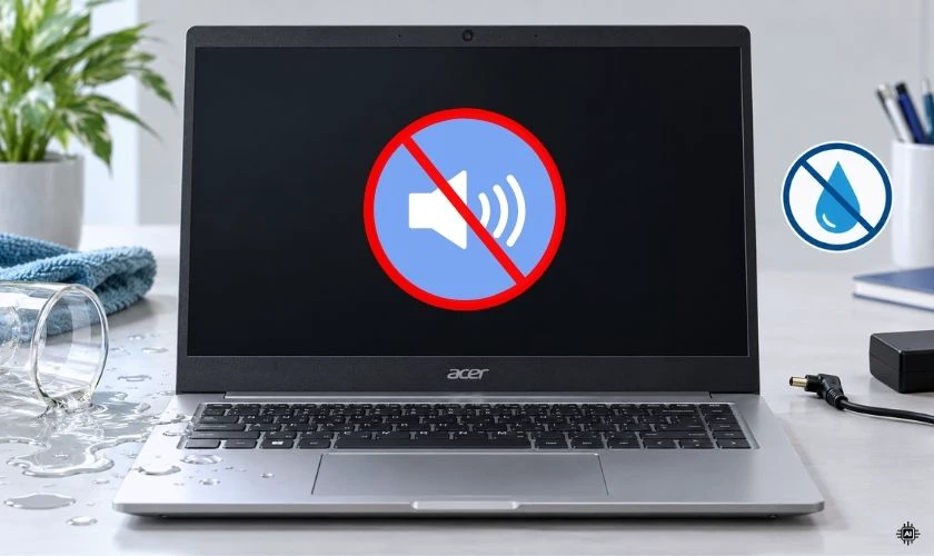 Laptop bị ẩm hoặc vào nước khiến loa laptop Acer bị rẻ