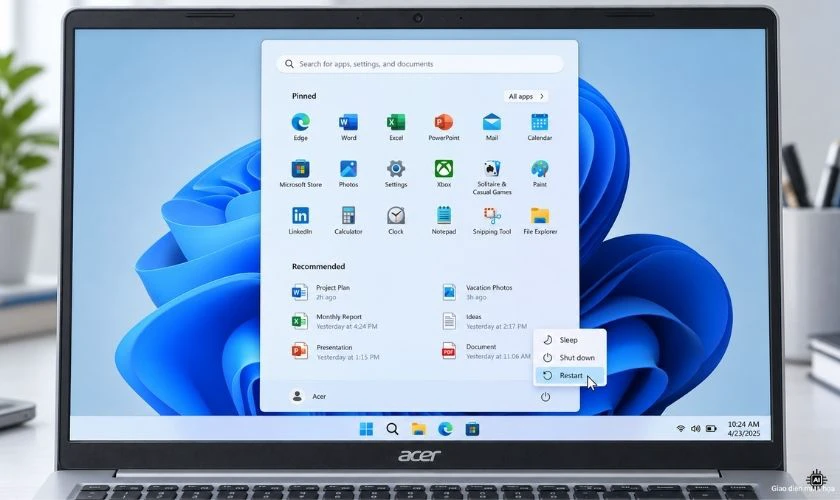Khởi động lại laptop