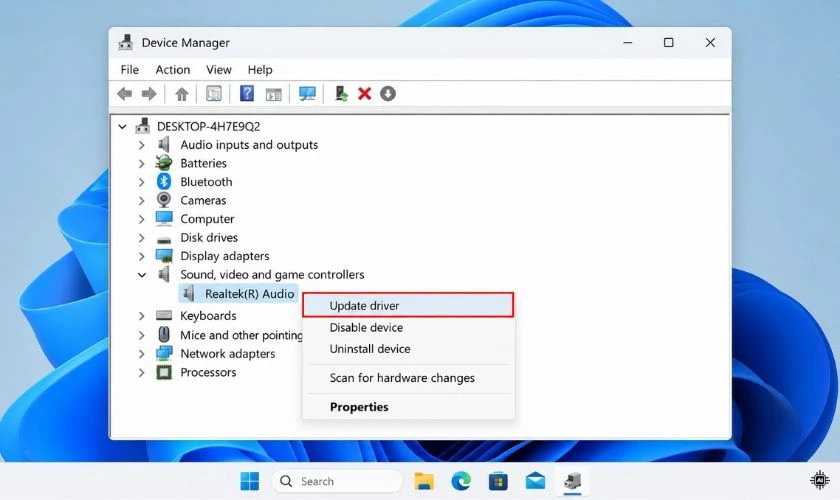 Update driver (Cập nhật trình điều khiển)