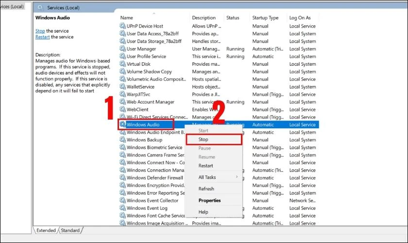Khởi động lại Audio Services để sửa lỗi loa laptop mất &acirc;m thanh