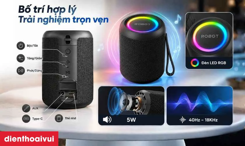 Cách bố trí hệ thống loa và các nút chức năng