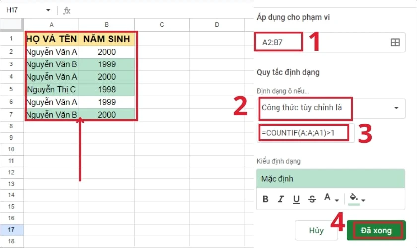 Thực hiện t&ugrave;y chỉnh bảng dữ liệu tại c&aacute;c mục