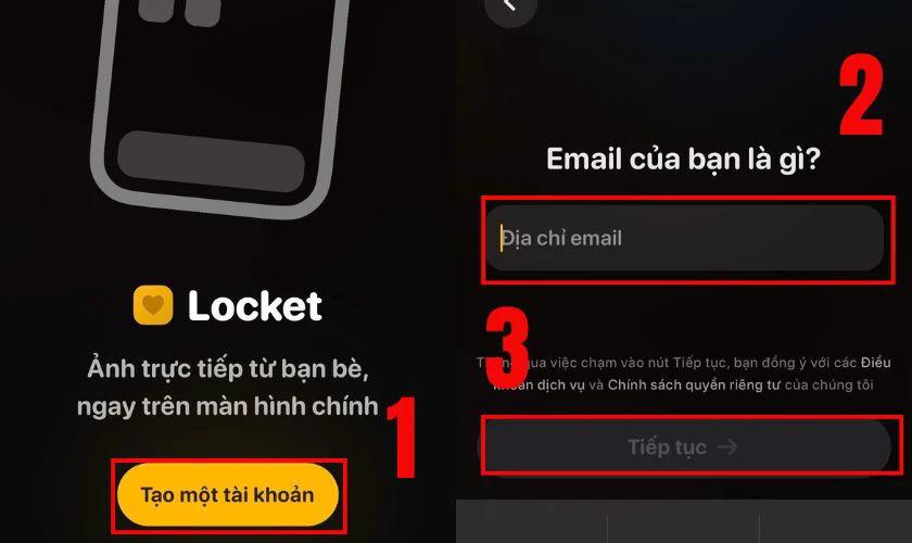 Nhấn vào Tạo một tài khoản để bắt đầu quá trình đăng ký