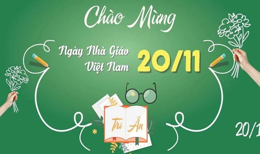 Logo 20/11 thể hiện sự tri ân và thông điệp gửi đến cô thầy