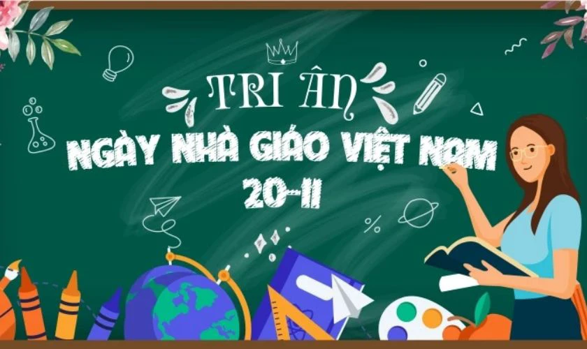 Phấn và bảng là 2 biểu tượng thường gặp trong logo 20/11