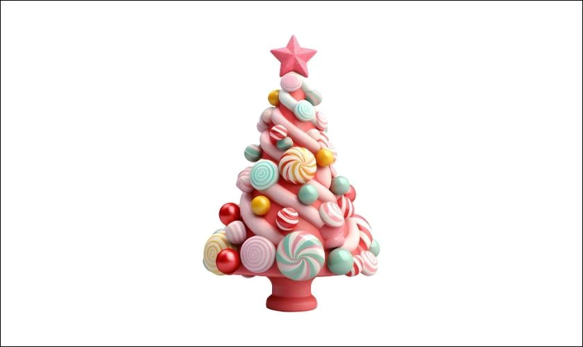 Kẹo ngọt chế tạo th&agrave;nh h&igrave;nh c&acirc;y th&ocirc;ng Noel