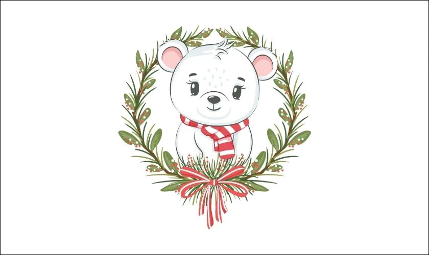 Logo Gi&aacute;ng Sinh với ch&uacute; gấu cute