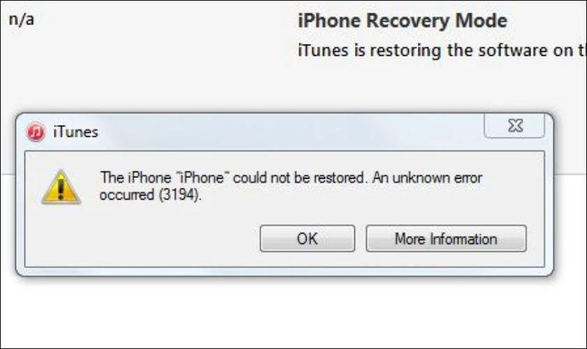 Lỗi 3194 sau khi Restore l&agrave; g&igrave;?
