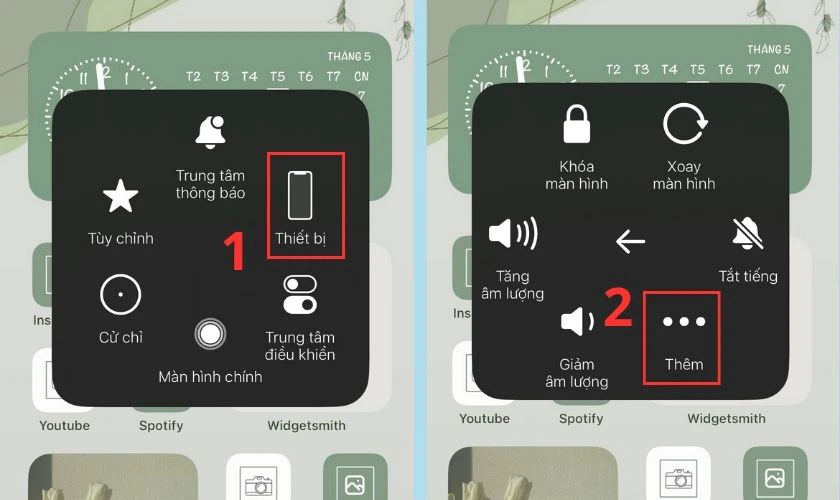 Nhấn v&agrave;o Ph&iacute;m Home ảo rồi chọn Thiết bị sau đ&oacute; chọn Th&ecirc;m