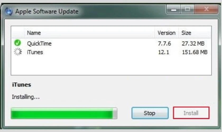 Nhấn vào nút Install để bắt đầu tải và cài đặt phiên bản mới