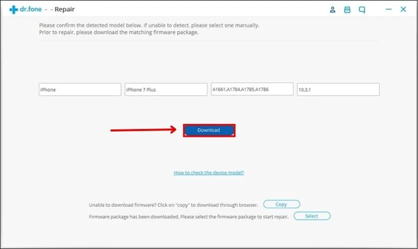 Nhấn Download để tải phần mềm Dr.Fone