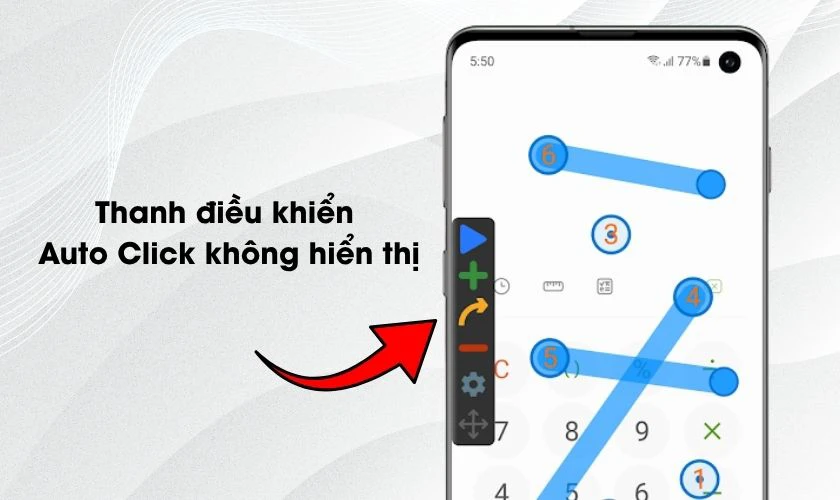 Thanh điều khiển Auto Click không hiển thị
