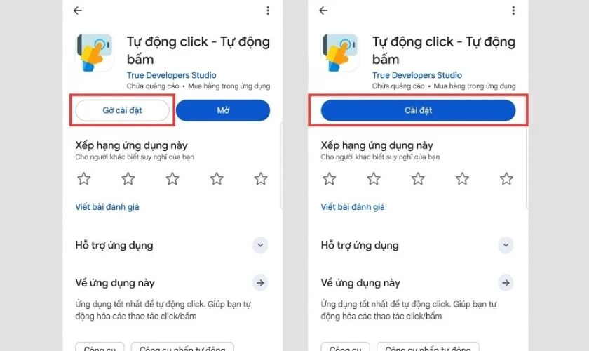 Cập nhật hoặc cài đặt lại ứng dụng Auto Click