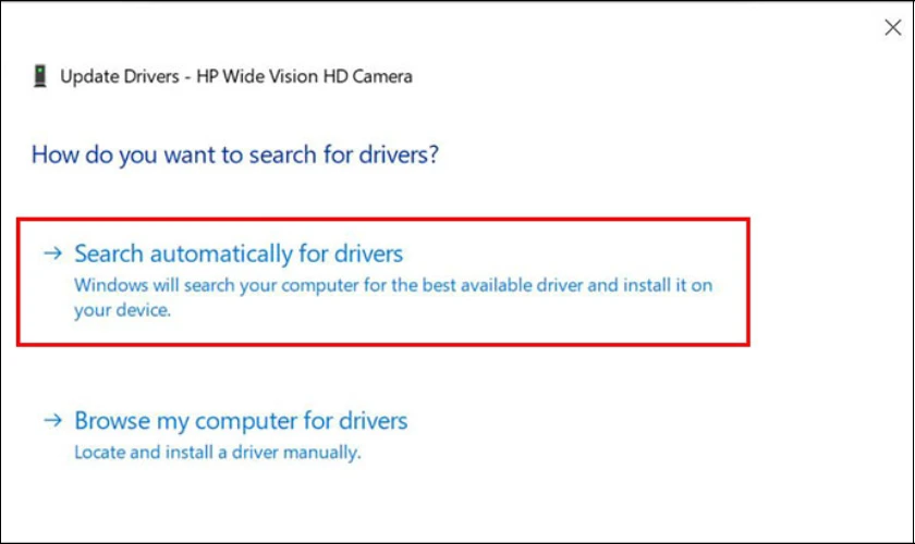 Sửa lỗi camera laptop, m&aacute;y t&iacute;nh bằng c&aacute;ch cập nhật Driver camera