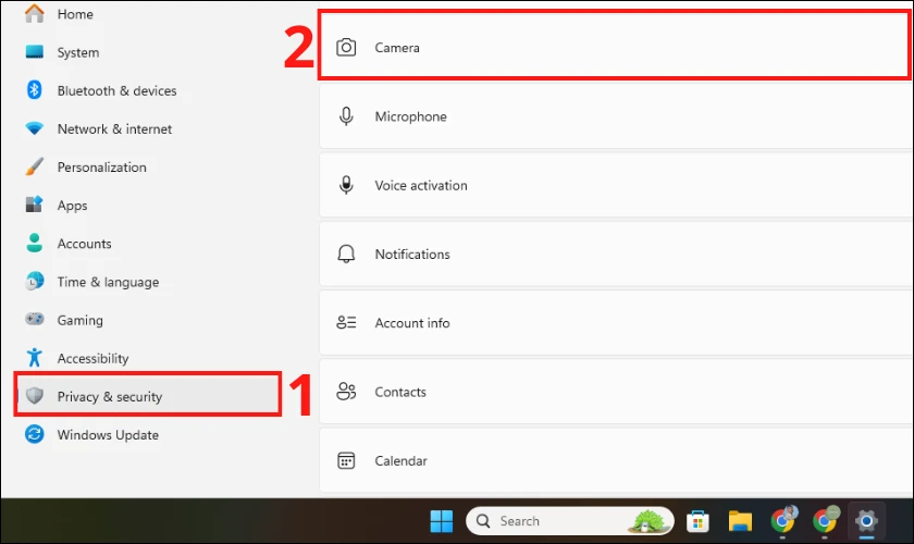 Thực hiện kiểm tra c&agrave;i đặt ri&ecirc;ng tư khi bị lỗi camera laptop