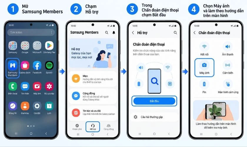 Chạy lại chẩn đoán Camera trong Samsung Members
