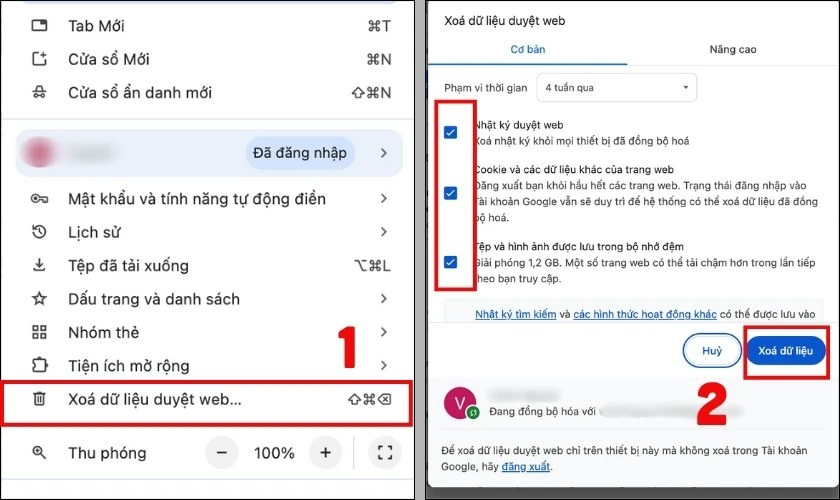 Xóa cache trình duyệt, tắt extension xung đột