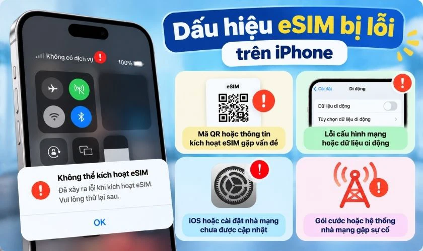 Dấu hiệu eSIM bị lỗi trên iPhone