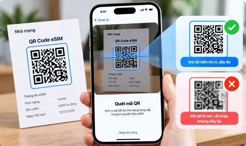 Quét lại mã QR do nhà mạng cung cấp