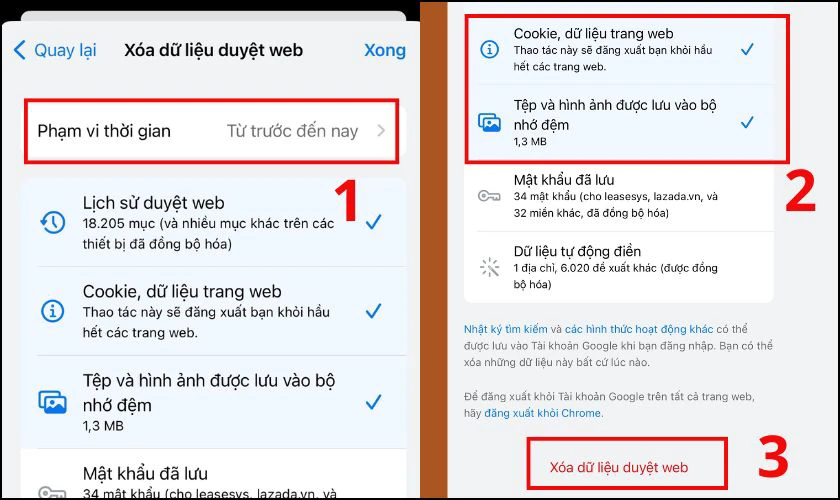 Chọn phạm vi thời gian cho m&aacute;y