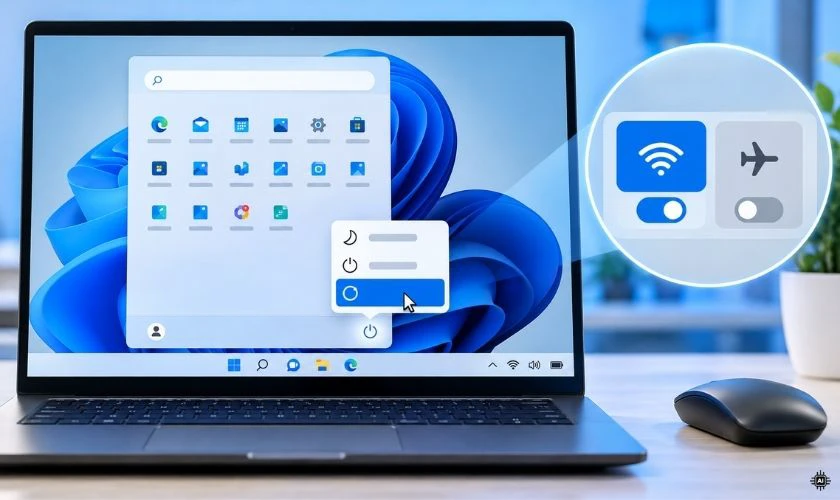 Khởi động lại laptop và kiểm tra WiFi