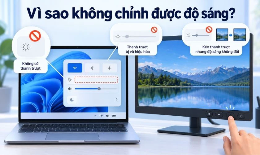 Lỗi không chỉnh được độ sáng màn hình Win 11 do đâu?