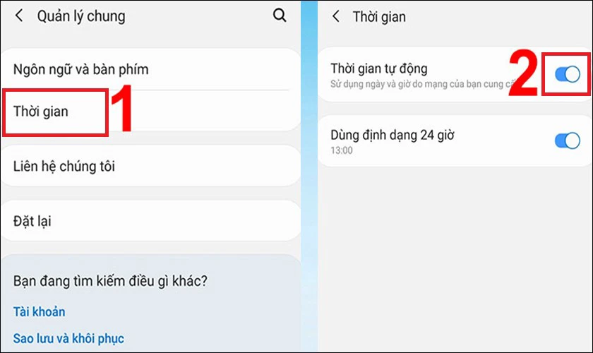 Tại mục Thời gian tự động bạn h&atilde;y bật chế độ n&agrave;y